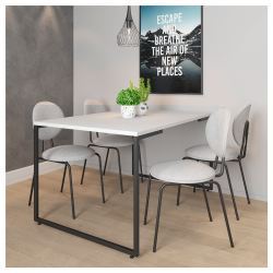 Mesa PORTO 160, metal negro, tapa MDP color blanco, 160 x 90 cms