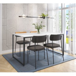 Mesa PORTO 160, metal negro, tapa MDP color blanco, 160 x 90 cms