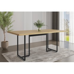 Mesa PRIME 40, metal negro, tapa MDP color natural, 180 x 90 cms