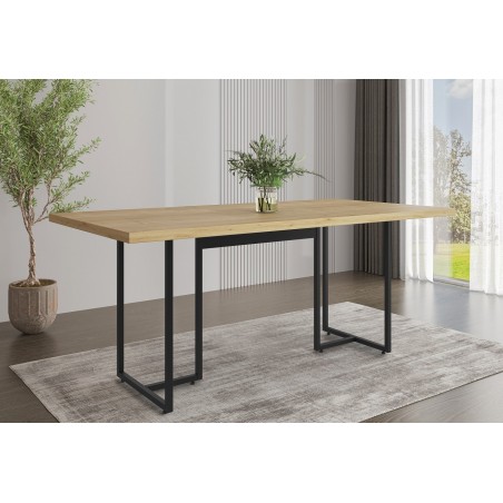 Mueble modular POR TOK, metal negro, MDP color miel, 300 cms.
