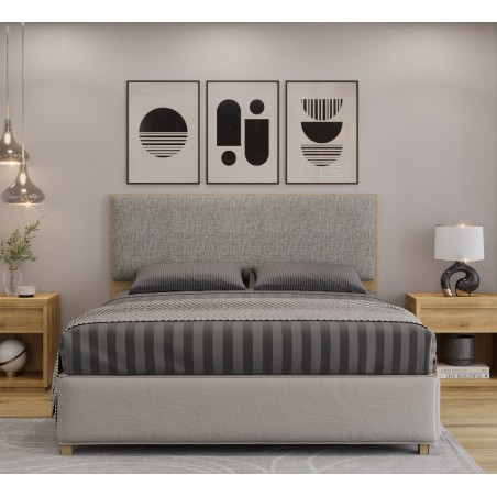 Mesa ITALIA90, madera, cristal, roble y blanco roto, 170x90 cms