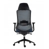 Sillón de oficina ARANJUEZ, alto, negro, ergonómico, multifunción, malla y asiento azul