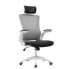 Sillón de oficina ARANJUEZ, alto, negro, ergonómico, multifunción, malla y asiento azul