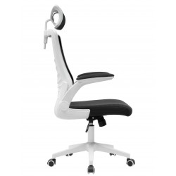 Sillón de oficina LAURO, alto, blanco, malla y asiento negro