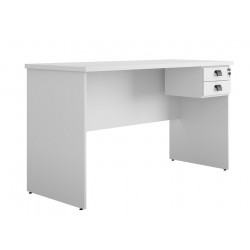 Mesa de oficina ECO, 2 cajones, bilaminado color platino, 150 x 60 cms