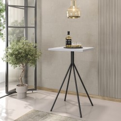 Mesa alta BISTRÓ, metal negro, tapa de MDP color blanco, 60 x 60 cms