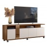 Mueble TV NEW CRISTAL, nogal y blanco roto, 183 cms.