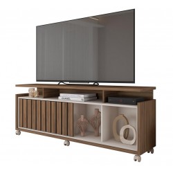 Mueble TV OASIS, nogal y blanco roto, 160 cms.