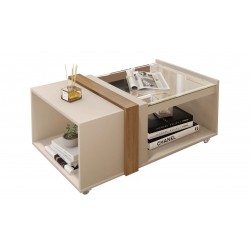 Mesa TOWER (TO), madera, cristal, 100 cms de diámetro