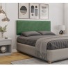Cabecero tapizado UNI 160, MDP blanco, tejido velvet verde, 160x5x90 cms