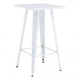 Mesa TOL EK LIMITED, alta, acero, blanca, 60x60 cms