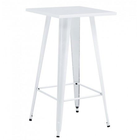 Mesa alta TOL EK LIMITED, acero, blanca, 60 x 60 cms