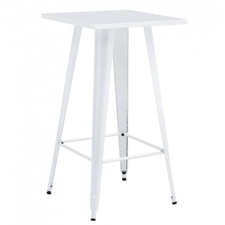 Mesa TOL EK LIMITED, alta, acero, blanca, 60x60 cms