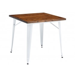 Mesa TOL EK WOOD, acero, madera, blanca, 80x80 cms