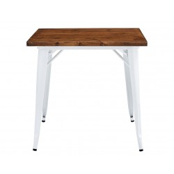 Mesa TOL EK WOOD, acero, madera, blanca, 80x80 cms