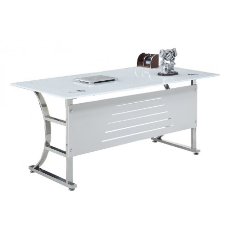 Mesa de oficina CADORE, vidrio templado super blanco, 160 x 80 cms