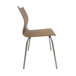 Silla AMELIE, apilable, acero inoxidable, asiento laminado HPL, color nogal (Pack de 5 unidades)