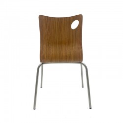 Silla AMELIE, apilable, acero inoxidable, asiento laminado HPL, color nogal (Pack de 5 unidades)