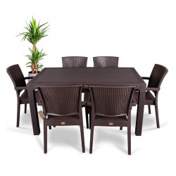 Sillón LIDO, apilable, polipropileno marrón chocolate (Pack de 4 unidades)