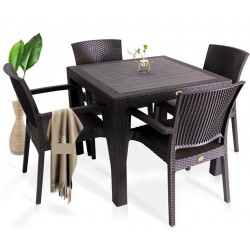 Sillón LIDO, apilable, polipropileno marrón chocolate (Pack de 4 unidades)