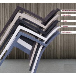 Silla LIDO, apilable, polipropileno gris oscuro (Pack de 4 unidades)