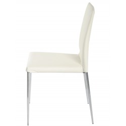 Silla INMA, apilable, metal, similpiel blanca (Pack de 4 unidades)