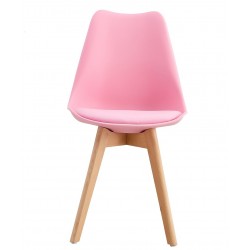 Silla TORRE 4P ( SU ), madera, polipropileno y cojín turquesa (Pack de 4 unidades)