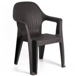 Sillón CIES, apilable, polipropileno marrón chocolate (Pack de 6 unidades)