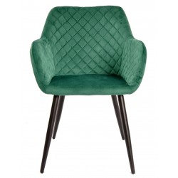 Sillón ROLANDO, metal, tapizado velvet 56 verde oscuro (Pack de 2 unidades)