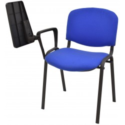 Silla NIZA NEW AM, brazo pala a derecha, chasis negro, tapizado azul (Pack de 6 unidades)