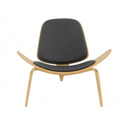 Sillón NORDIC (R), fresno, similpiel negra