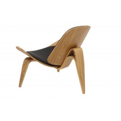 Sillón NORDIC (R), fresno, similpiel negra