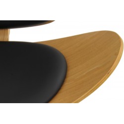 Sillón NORDIC (R), fresno, similpiel negra