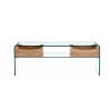 Mesa TV LIBRA, cajones, cristal curvado, 120 x 35 cms