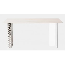 Mesa TUL (TO), base de metal, tapa lacada blanca, 120 cms de diámetro