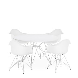 Mesa TUL (TO), base de metal, tapa lacada blanca, 100 cms de diámetro