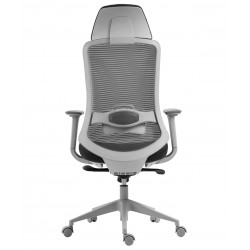 Sillón de oficina ARANJUEZ, alto, gris, ergonómico, multifunción, malla y asiento negro