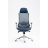 Sillón de oficina ARANJUEZ, alto, gris, ergonómico, multifunción, malla y asiento azul
