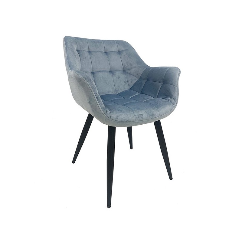 Sillón FABIO, metal, tapizado velvet 17 azul claro (Pack de 2 unidades)