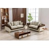 Set sofás CAMBRIDGE, 3 + 2 plazas, tejido combinado marrón con beige