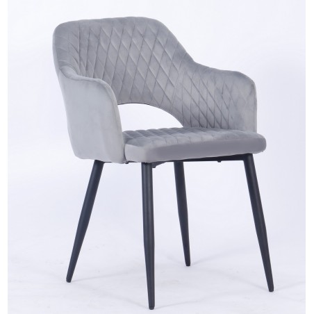 Sillón HONORIO, metal, tapizado velvet 19 gris (Pack de 2 unidades)