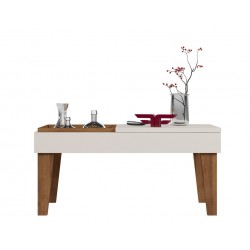 Mesa VENEZA, baja, MDP blanco roto y matte 68 x 41 cms