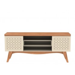 Mueble TV LIZ, blanco roto y coral, 160 cms.