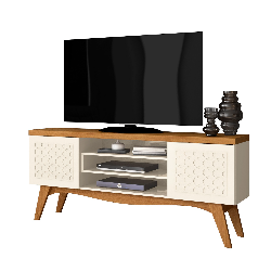 Mueble TV LIZ, blanco roto y coral, 160 cms.