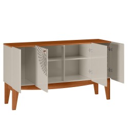 Buffet JADE, 4 puertas, blanco roto y matte, 136 cms.