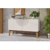 Buffet JADE, 4 puertas, blanco roto y matte, 136 cms.