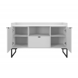 Buffet TOKYO, metal negro, 2 puertas y cajón, MDP color blanco, 135 cms.