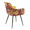 Sillón DEVA, metal, tapizado velvet amarillo con trasera floral a juego (Pack de 4 unidades)