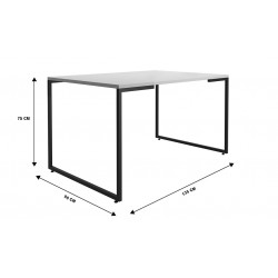 Mesa PORTO 135, metal negro, tapa MDP color blanco, 135 x 90 cms