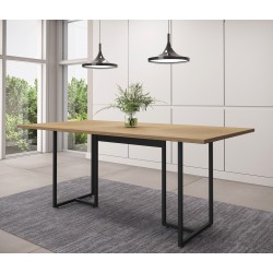 Mesa PRIME 25, metal negro, tapa MDP color avellana, 180 x 90 cms